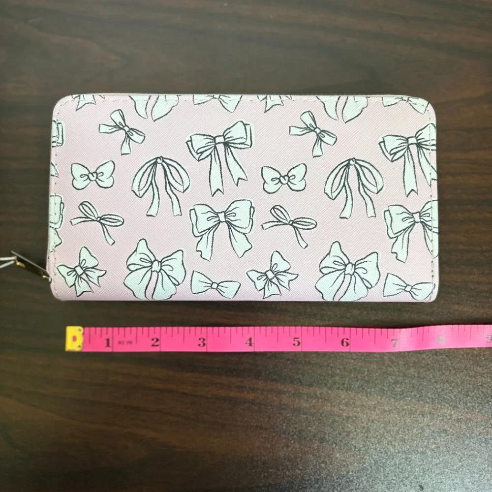 Blush Crush Vegan Bow Pink White Wallet Balletcore Coquette Y2K Girly Barbiecore